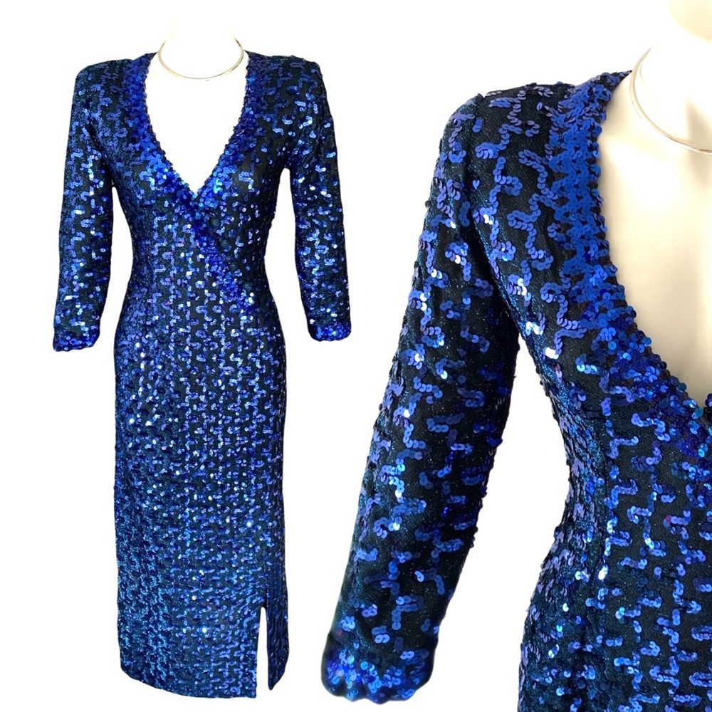 v i n t a g e :: Glamorous Lilli Diamond Surplice Sequin Maxi Dress